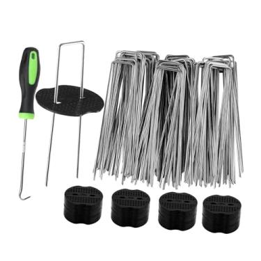 Imagem de Generic Conjunto de 50 estacas de jardim em formato de U, grampos para fixação no solo, ideais para cercas e redes de proteção.