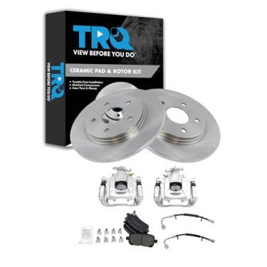 Imagem de TRQ Kit de freio e rotor de cerâmica compatível com Chrysler Town & Country Dodge Grand Caravan 2011-2012 Ram C/V Volkswagen Routan 2011-2012