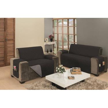 Imagem de Protetor De Sofá Dupla Face Impermeável Mr 2 E 3 Lugares King - Preto/Cinza