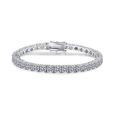 Imagem de Rostisla Pulseira de tênis moissanite de 16 cm de prata esterlina s925 incrustada de diamante completo incrustada de diamante único de 0,3 quilates