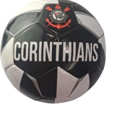 Imagem de Bola Oficial Campo Corinthians Preta Licenciada Costurada, Preto, Bran