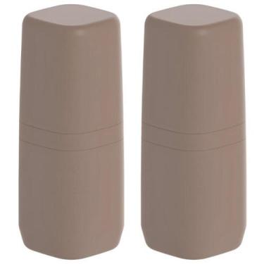 Imagem de 2X Porta Escova De Dente Banheiro Viagem Ou Aura Marrom