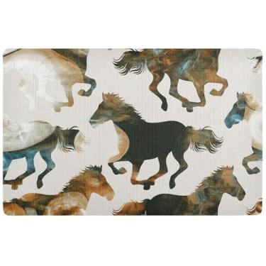 Imagem de TSENQUE Tapetes de porta personalizados de animais tie dye com cavalos fofos para ambientes externos, tapete de varanda impermeável, lavável, tapetes de entrada internos para casa, 81 cm x 50 cm
