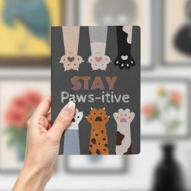 Imagem de Caderno de couro de gato, caderno A5 para anotações de escritório, agenda de 21 x 14,7 cm, agenda, diário de viagem, coisas de gato, presentes para amantes de gatos 29