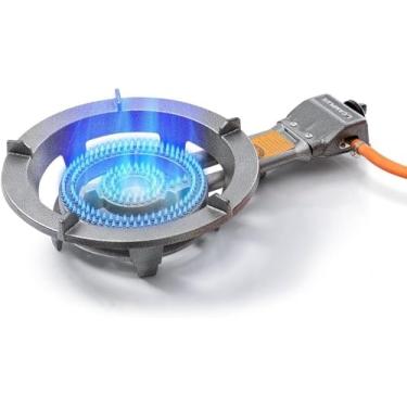 Imagem de Queimador de propano Camplux com 29.000 BTU, fogão a propano de queimador único com regulador e mangueira de 1,8 m, fogão a gás portátil, queimador de ferro fundido, queimador de wok a propano para acampamento ao ar livre