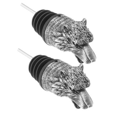Imagem de OFFSCH 2 peças aerador e rolha de bico de vinho com cabeça de lobo de liga de zinco para vinho tinto, uísque e coquetéis, aerador de animais para bar e cozinha