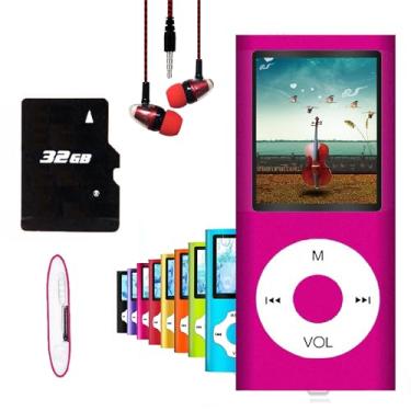 Imagem de Leitor de MP3/MP4 de 64 GB, reprodutor de música MP3 Hotechs com tela LCD digital clássica fina de 4 cm, mini porta USB com rádio FM, gravação de voz