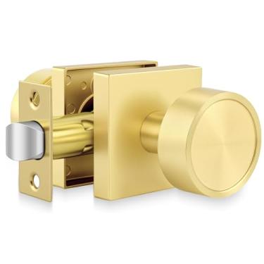 Imagem de Goldenwarm Puxadores de porta dourados interiores, maçanetas de porta de passagem de ouro escovado para corredor e armário, maçanetas internas resistentes de liga de zinco a granel - Moderno e