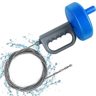 Imagem de Stranthother Removedor de entupimento de cabelo com trado de drenagem, cobra de 32 pés, ferramenta de dragagem de bloqueio de tubos, removedor de entupimento de dreno de tubulação portátil