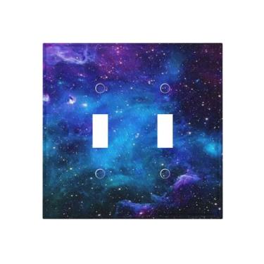 Imagem de TEIKKIOP Capa de interruptor de luz espacial Galaxy Planet 2 Gang, placa decorativa de parede para quarto de crianças, meninos, interruptor de luz elétrica, capa de soquete para sala de jogos