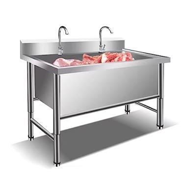 Imagem de Pia de cozinha de restaurante comercial independente de aço inoxidável conjunto de tigela única pia de garagem industrial para quintal de garagem interna e externa (100 x 70 x 80 cm)