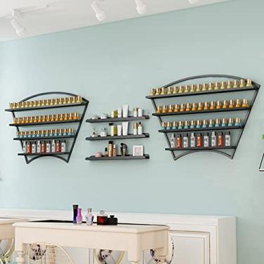 Imagem de Prateleiras de metal de armazenamento de esmalte de parede 4 camadas de metal para esmalte, suporte de exibição de óleos essenciais, prateleira de armazenamento para salão de beleza, spa de negócios