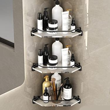 Imagem de Prateleiras de chuveiro de canto, prateleiras organizadoras de chuveiro de banheiro, suporte de cesta de armazenamento de chuveiro montado na parede