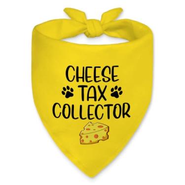 Imagem de Vgrti Bandana divertida para cães Cheese Tax Collector, linda bandana de cachorro amante de queijo, para meninos e meninas, acessórios de cachecol de comida amarela para festas de fim de ano