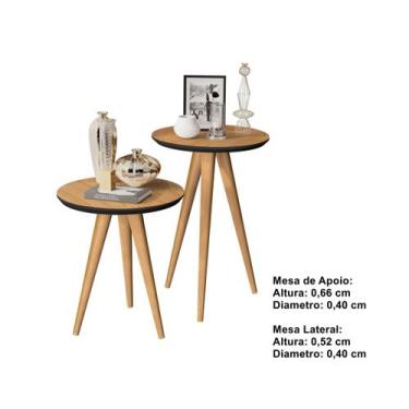 Imagem de Kit 2 Mesas Lateral e Apoio Sala 40cm Pés Palito Decore cores - JM Cas