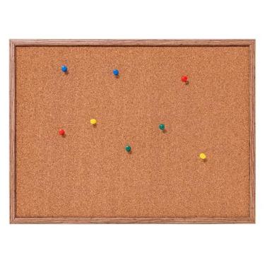 Imagem de Quadro De Aviso Cortiça 60x40cm Moldura Madeira + 50 Alfinetes Mural Fotos Lembretes