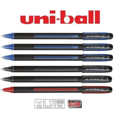 Imagem de Caneta Uniball Jetstream 1.0mm Sx-101 AZ  PT VM Kit C/6 Un.