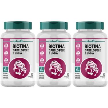 Imagem de Kit 3X Biotina Cabelo, Pele e Unha - 60 Comprimidos - Nutralin-Masculino