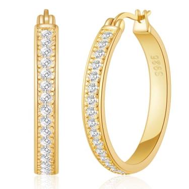 Imagem de BMMYE Brincos femininos de prata esterlina/brincos de strass banhados a ouro para orelhas delicadas 30 / 40 / 50 / 60 mm, 30mm, Prata esterlina, Sem pedra preciosa