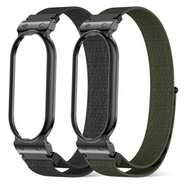 Imagem de BLIKEJIN Pulseira de nylon para PLAUD NotePin Ai/NotePin S Ai ajustável em tecido macio confortável e respirável (preto + verde)