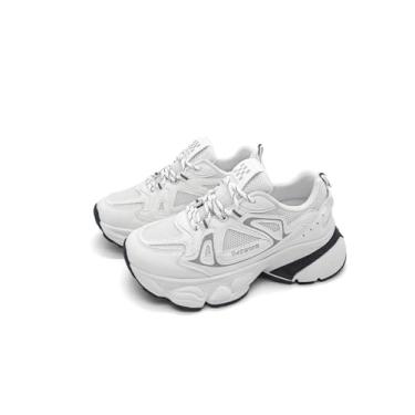 Imagem de Tênis esportivo casual feminino, malha respirável e cadarço de poliuretano, tênis leve de borracha termoplástica para viagens diárias, esportes, saídas, Branco, 35