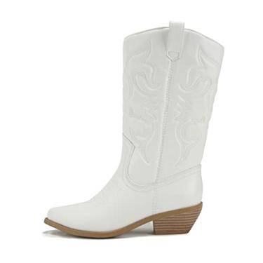Imagem de Soda Botas femininas Red Reno Western Cowboy bico fino na altura do joelho, Preto, 7.5