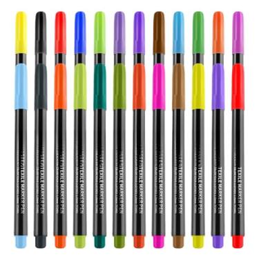 Imagem de Conjunto de Canetas Tinta Permanente para Tecido com 24 Cores Roupas Desenho Manual Doodling Arte e Artesanato Adequado Papel Tela Madeira Sapatos Chapéu Fácil Usar Adultos