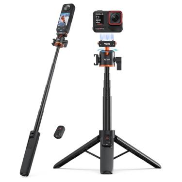 Imagem de Tripé magnético VRIG de 53 cm para Insta360 X5 ACE Pro 2 com controle remoto, haste de extensão, mini mesa de liberação rápida, suporte de alça portátil com sapata fria para Insta360 X5/X4 Air/ACE PRO
