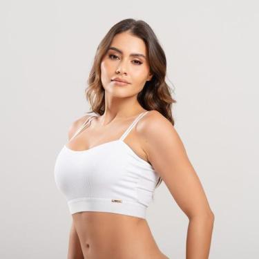 Imagem de Sutiã Cropped Marina em Suede Canelado Top Confortável Feminino IMI Li