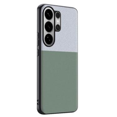 Imagem de LTLMYDAM Capa fosca para Samsung Galaxy S26 Ultra/S26 Plus/S26, capa minimalista de couro vegano, capa ultrafina de proteção de lente de choque, verde, S26 Plus