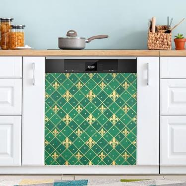Imagem de ATTX Capa magnética para lava-louças Mardi Gras Argyle | Adesivo decorativo de eletrodomésticos de 58 x 66 cm para armários domésticos e eletrodomésticos (227)