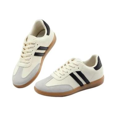 Imagem de Tênis Feminino De Cores Mistas, Lace-up, Vulcanizado, Moda Casual, Tên