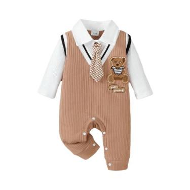 Imagem de Macacão De Urso De Pelúcia Para Bebê Menino Com Mangas Longas 0-18 Mes