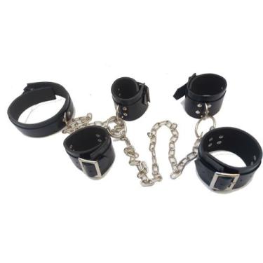 Imagem de Conjunto de Algemas AL006 Couro Legítimo - Blood Art, Preto