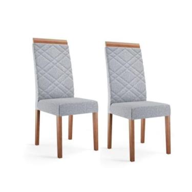 Imagem de Conjunto 2 Cadeiras Estofadas Atlas Madetal, Mel/Cinza