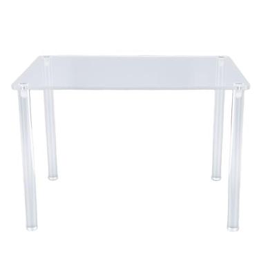 Imagem de Fockety Mesa lateral de acrílico extra grande de 5 mm de espessura com elevadores de exibição de 4 pernas, expositores transparentes de prateleira, mesas de cabeceira modernas