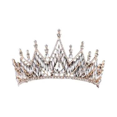 Imagem de Tiaras De Casamento Em Cristal Dourado, Coroas De Noiva Com Strass Par