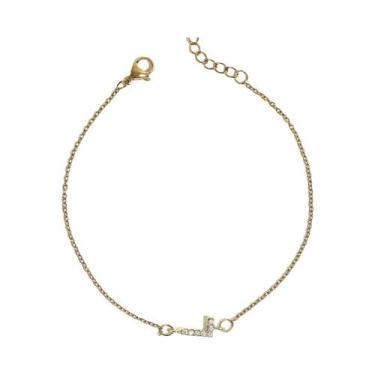 Imagem de Pulseira Feminina Banhada a Ouro Com Iniciais, Joia De Aço Inoxidável,