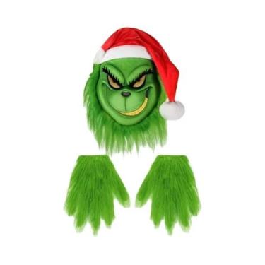 Imagem de Conjunto De Luvas Máscara Verde E Chapéu Vermelho Para Halloween, Nata