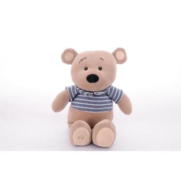 Imagem de Urso pelucia tom bege e azul zip toys macio antialérgica