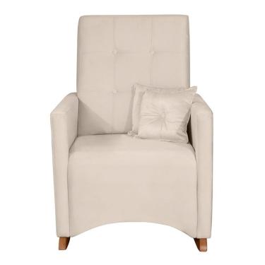 Imagem de Poltrona De Amamentação E Descanso Anne Com Base Balanço E Puff Veludo Bege - Desk Design