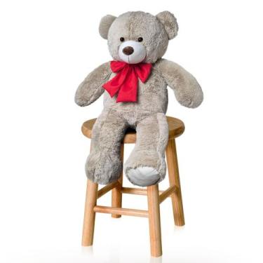 Imagem de Urso de Pelúcia 50cm com Laço Macio Fofo Presente - MARLI BABY ENXOVAI