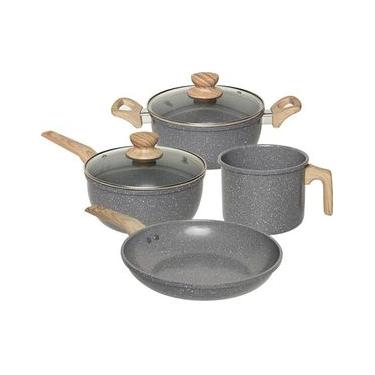 Imagem de Jogo De Panela 4 Peças Indução Antiaderente Dark Grey Oster Cinza-escuro