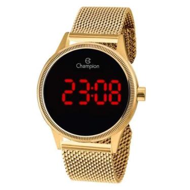 Imagem de Relógio Feminino Dourado Champion Led Vermelho CH40133V, Dourada