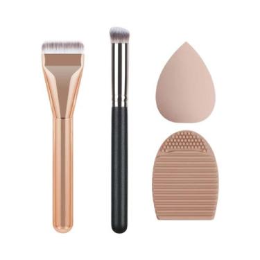 Imagem de Pincel De Maquiagem Ultra Fino E Plano, Espátula Para Paleta, Esponja 