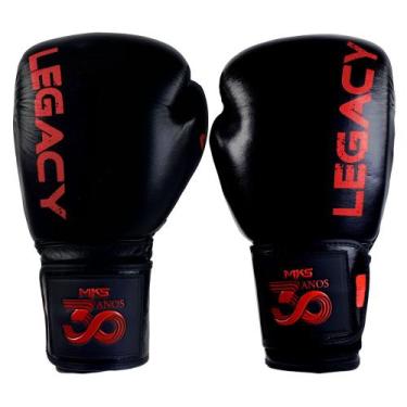 Imagem de Luva em Couro MKS Legacy tiras autocolantes, Preto, 16 oz