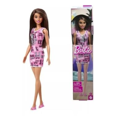 Imagem de Boneca Barbie Fashion Morena Vestido Rosa - Mattel