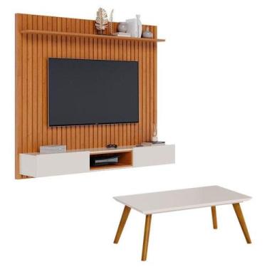 Imagem de Painel Suspenso Loft 1.8 Com Mesa De Centro Classic Nature Off White -