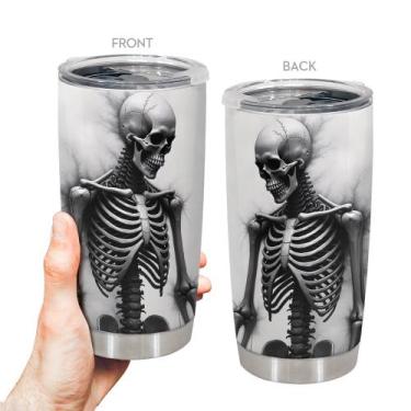 Imagem de Caneca de viagem Oasisdream Tumbler de aço inoxidável 600mL com tampa
