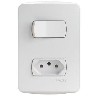 Imagem de Conjunto 1 Interruptor Simples + 1 Tomada 2 Pinos + Terra 10 Amperes 250 Volts S3b69030 Schneide